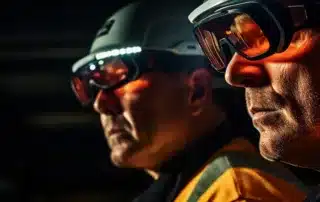 "workers wearing helmets, safety goggles, and high-visibility vests following occupational health guidelines."