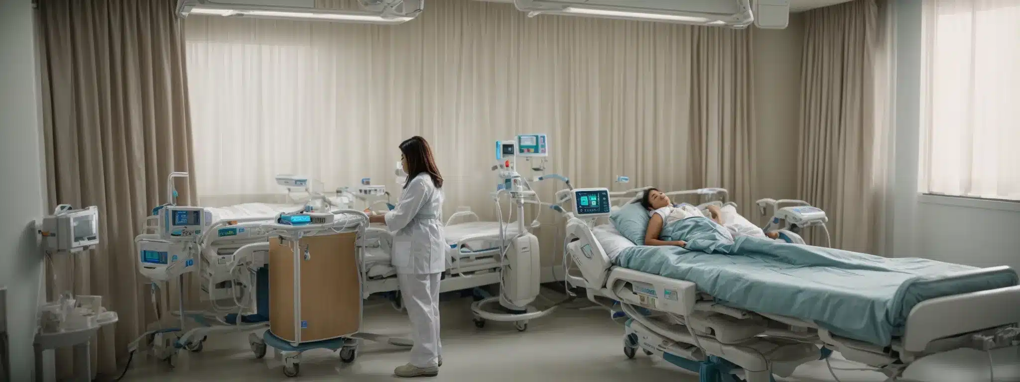 a nurse smoothly adjusts a hospital bed using modern assistive equipment to ensure comfortable patient positioning.