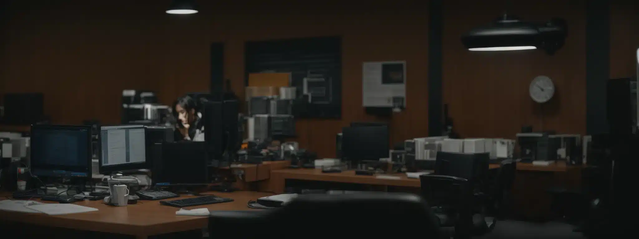 an employee is comfortably sitting at a user-friendly workstation with ergonomic equipment, with a visible improvement in posture and ease.